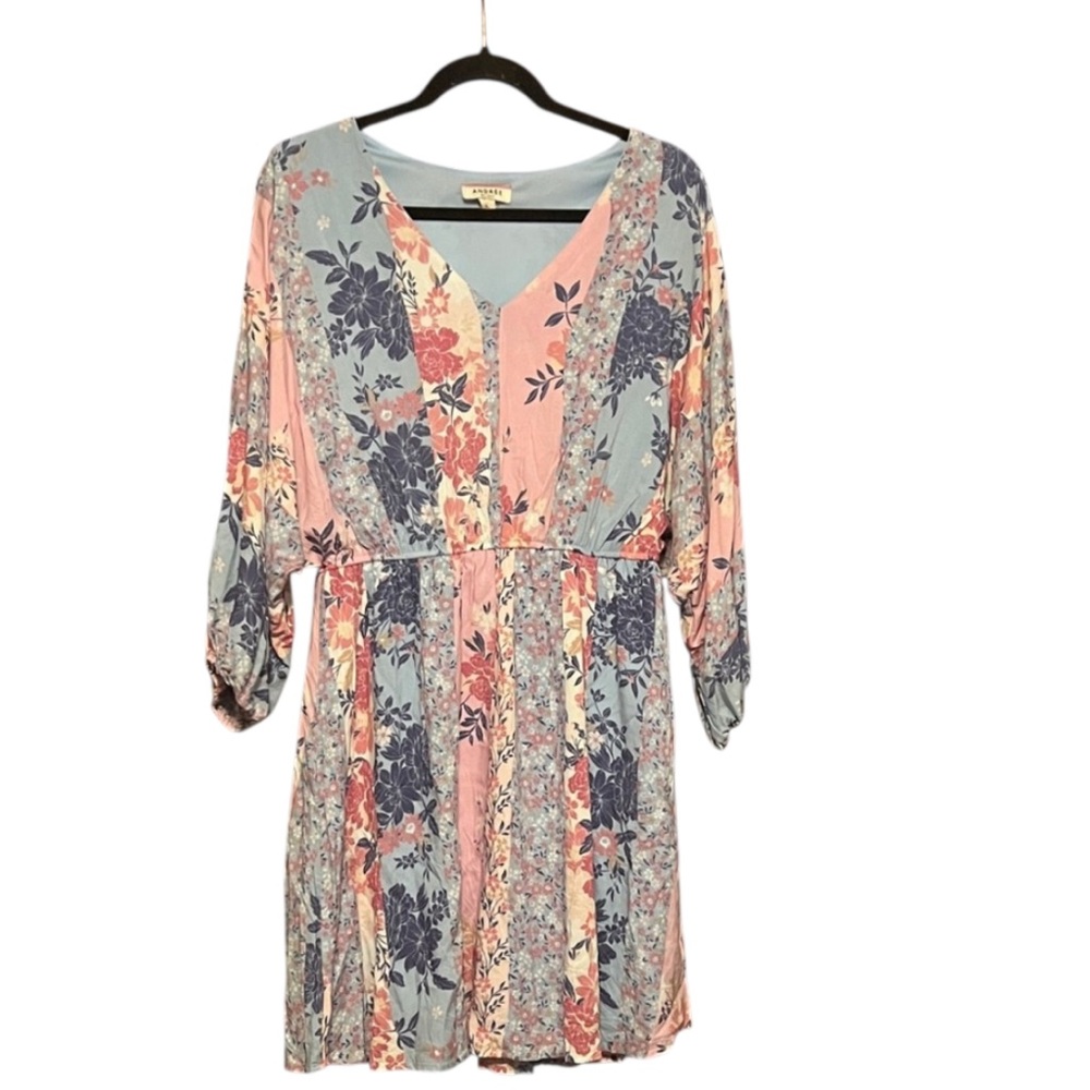 ANDREE BY UNIT Floral V-Neck Tunic in Pink and Blue
Mini Dress Size L EUC Boho - Picture 4 of 9